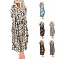 thumbnail image 4 of Vestido largo a media pierna, cuello redondo, elegante, a la moda, manga larga, bolsillo estampado, vestido holgado tipo 6 L, 4 of 6