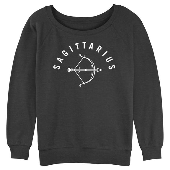 Junior's Lost Gods Zodiac Sagittarius Line Symbol Sweatshirt Charcoal Heather Large