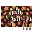 thumbnail image 2 of Hello Fall Placemats Set of 6 Fall Maple Leaf Watercolor Retro Country Texture Heat Insulated Linen Place Mats, Washable Stain-Proof Table Mats for Dining Tables Holiday Decor 13x19inch, 2 of 9