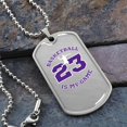 thumbnail image 2 of Basketball Sports Necklace I Jersey Design No. 23 I Personalized Sports Jewelry - Graphic Military Dog Tag Necklace (Optional Personalized Engraving), 2 of 5
