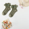thumbnail image 4 of Yesbay 1 Pair Girl Socks Ruffle Lace Decor Thin High Elasticity Anti-slip Soft Sweat Absorption Dance Socks, 4 of 9