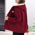 thumbnail image 5 of Hueook Fleece Jacket Women Fashion Solid Color Casual Zipper Stand Sports Fleece Long Sleeved Long Sleeve Hooded Casual Outwear Red 4X, 5 of 6