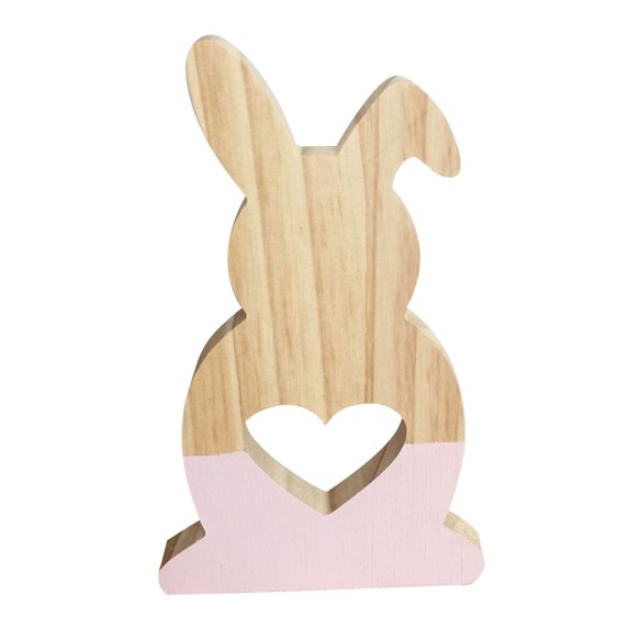 Lovely Hollow Heart Wooden Rabbit Art Craft Children Gift Home Office Decor