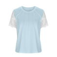 thumbnail image 3 of Spring Tops for Women Womens Tops under $10 Women's Fashion Summer Round Neck Leisure Short Sleeve Solid Tops Gifts for Women, 3 of 5