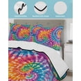 thumbnail image 4 of Quilts Twin XL Size, Colorful Soft Comforter Bedding Set for Bed, Ethnic Modern Abstract Watercolor Tie-Dye Lightweight Quilted Bedspread with Pillow Cover(2 Pieces) for All Season, 68x98 Inch, 4 of 6