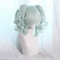 thumbnail image 4 of Unique Bargains Human Hair Wigs for Women 14" Curly Wig with Wig Cap Shoulder Length Blue Gradient Green, 4 of 6