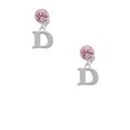 thumbnail image 2 of Delight Jewelry Silvertone Large Initial - D - Pink Crystal Clip on Earrings, 2 of 5