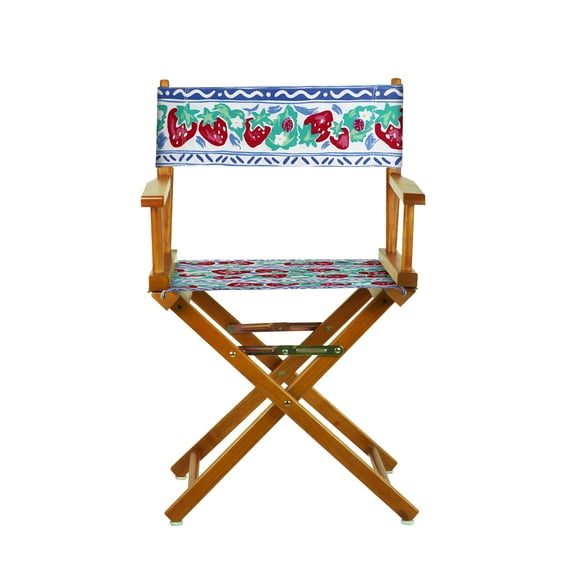 18" Director's Chair Honey Oak Frame-Strawberry Park