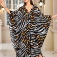 thumbnail image 4 of Women's Plus Size Swimwear Cover Ups Leopard Print Long Sleeve V Neck Beach Dress Lightweight Quick Dry Comfy Bathing Suits, 4 of 6