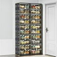 thumbnail image 4 of JEKO&JEKO 10-Tier Double Column Foldable Shoe Storage Rack with Magnetic Doors, Black, 4 of 6