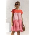 thumbnail image 1 of Nouveau Femmes Décontracté en Vrac Surdimensionné Robe Patchwork Manches Courtes Grands Volants Robe de Plage Robe, 1 of 2