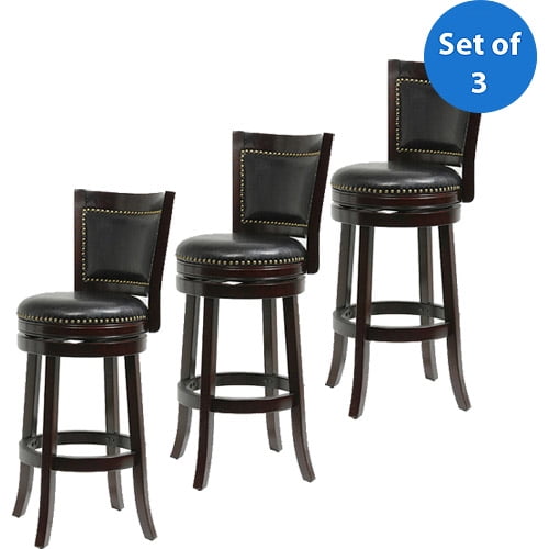 Boraam Bristol Swivel Bar Stool, 29", Set of 3, Multiple Finishes