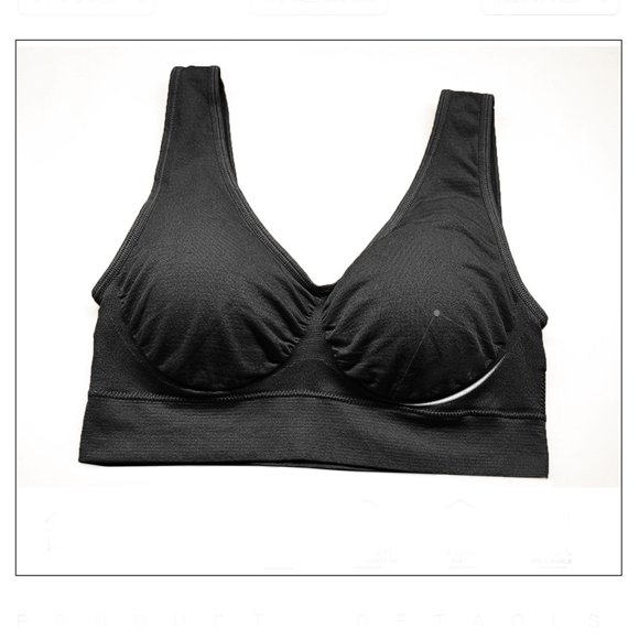Soutiens-gorge de Sport pour Femmes Grande Taille Décontracté Couleur Unie Soutiens-Gorge de Sport Confortables Sans Fil Lissant Légèrement Rafraîchissant Dos Nu Classique (Noir, 2TG)