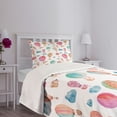 thumbnail image 5 of Ambesonne Watercolor Quilted Bedspread Set 2 Pcs, Air Balloons Clouds, Twin Size, Blue Pink Coral, 5 of 6