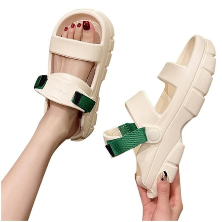 

Zanvin Womens Sandals Clearance Women Men Anti-Slip Couple Sandals Open Toe Summer Slippers Casual Beach Shoes Beige 40-41