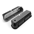 thumbnail image 3 of Speedmaster PCE314.1083.06 Compatible with Ford SB 289 302 351 Windsor Black Aluminum Ribbed Valve Covers Tall w/Hole, 3 of 8