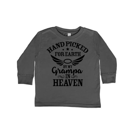 

Inktastic Handpicked for Earth By My Grampa in Heaven with Angel Wings Gift Toddler Boy or Toddler Girl Long Sleeve T-Shirt