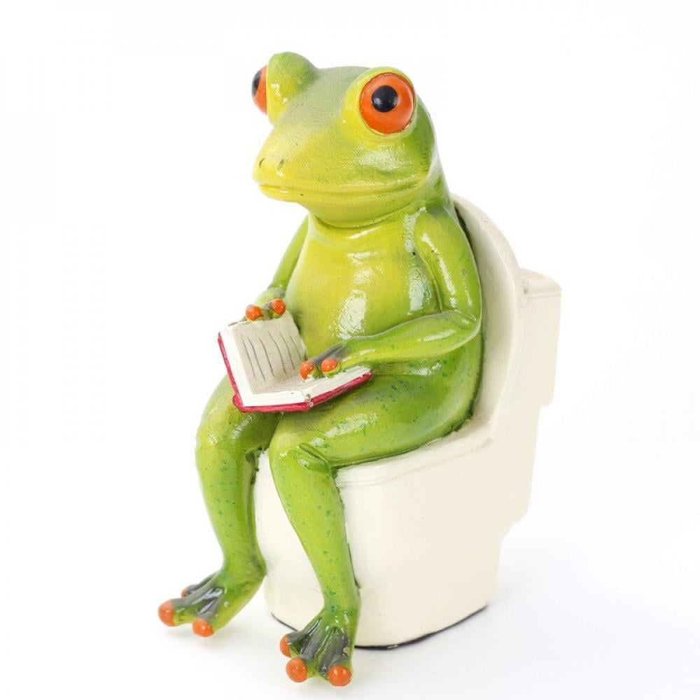 Miniature FAIRY GARDEN Figurine ~ MINI Frog on the Potty 