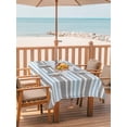 thumbnail image 2 of 60x120 Inch Outdoor Tablecloth with Umbrella Hole Zipper Rectangle Blue Grey Striped Rectangular Tablecloths Outside Waterproof Horizontal Lines Simple Minimalist Patio Table Cover for Picnic Party, 2 of 8