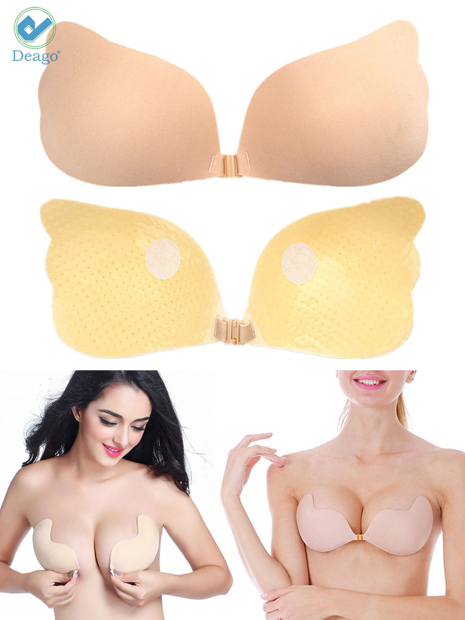 Baohd Silicone Bra Women Self-Adhesive Strapless Chest Push up Bra for  Wedding Pad Backless Invisible Sticker for Wedding Dress, C