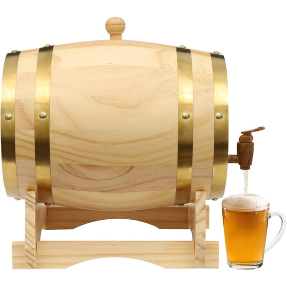 Miumaeov Wood Whiskey Barrel 1.32gal Wine Oak Barrels with Stand & Faucet Vintage Whiskey Barrel Mini Wine Barrel Dispenser