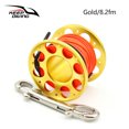 thumbnail image 3 of Mantenga el carrete de buceo Reel Portátil Color sólido Poliéster Roble Reeles Pesca de Freecimiento Accesorios submarinos con gancho de doble extremo dorado 15m Inevent OD003289-04, 3 of 7