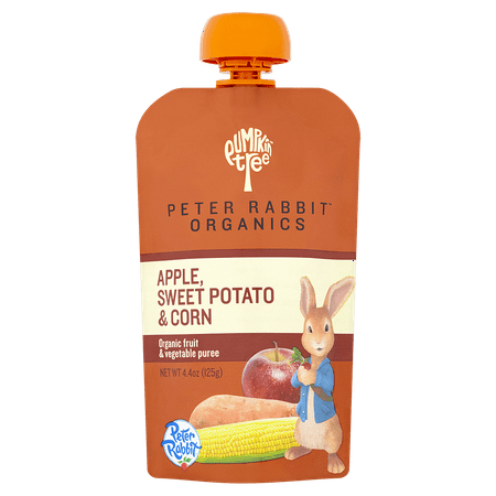 Peter Rabbit Organics Sweet Potato, Corn and Apple, 100% Veg and Fruit Puree Baby Food, 4.4 oz, 10 count