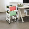 thumbnail image 4 of 3-Tier Rolling File Cart with Wheels Home Office Metal Pull-Out File Folder Rack, 4 of 15
