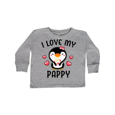 

Inktastic I Love My Pappy with Cute Penguin and Hearts Gift Toddler Toddler Girl Long Sleeve T-Shirt