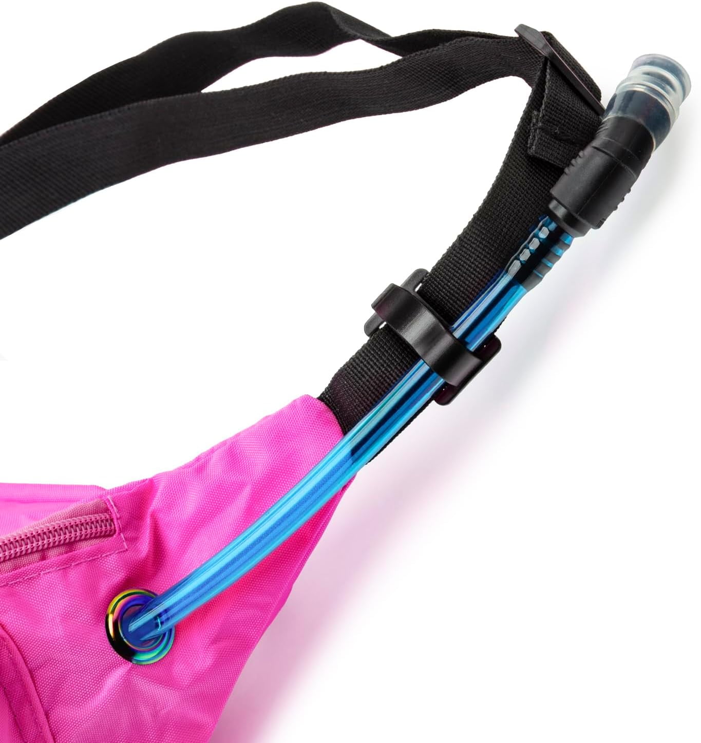 Hydration Fanny Pack with Bladder, 17oz BPA-Free, Hands-Free Design, Secure Pockets, Ideal for Athletic Outdoor Activities, Travel and More - Hot Pink