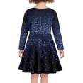 thumbnail image 3 of FKELYI Xmas Snowflake Long Sleeve Dress Elastic Christmas Dresses for Girls Casual Midi Length Dress for Kids Size 7-8 Years Christmas Gift, 3 of 4