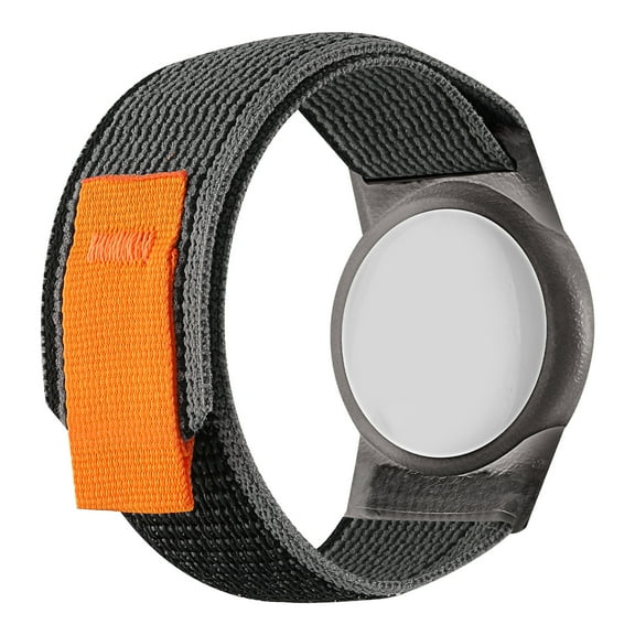 Adjustable Bracelet for Airtag, Anti-lost Locator Protective Cover Nylon Wrist Strap-Black Gray