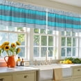 thumbnail image 4 of 2 Pack Blue Grey Stripe Valance for Window Retro Coastal Style Wood Texture Kitchen Valance Rod Pocket Short Curtain Topper Decorative Window Treatment for Living Room Bedroom 42"x12", 4 of 8