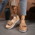 thumbnail image 4 of hoksml Women's Studded Wedge Flatform Shoes, Open Toe Ankle Strap Espadrille Flats for Summer Casual Wear, Multiple Colors, 4 of 9