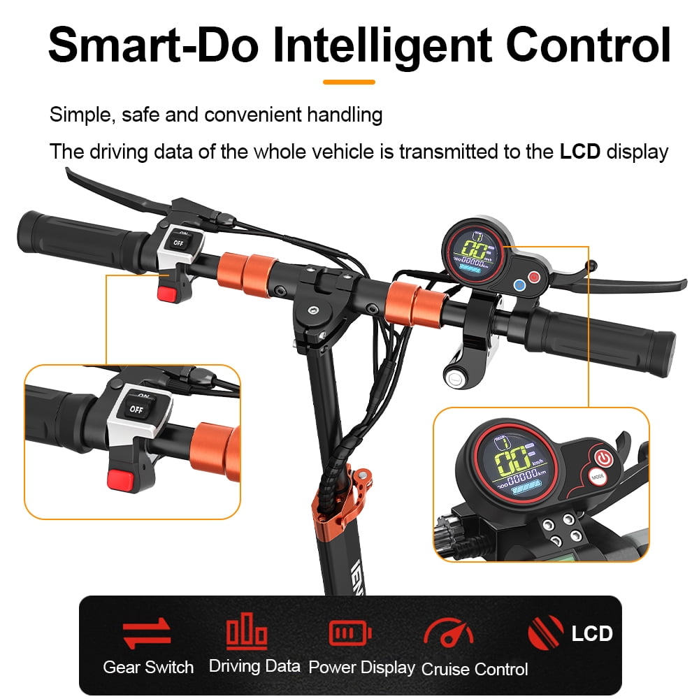 12.5AH 48V 800W Electric Scooter Max 45KM/H & 25-40KM with Seat, 10 inch Tires, iENYRID Kick Scooter Commuter for Adults & Teens & Kids