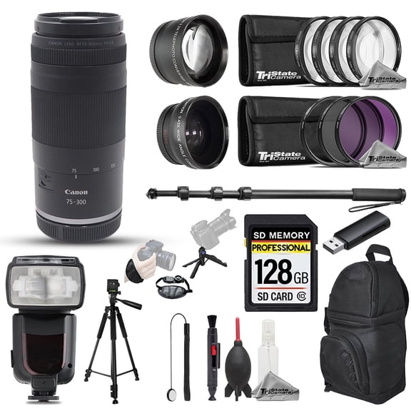 Canon RF 75-300mm f/4-5.6 Lens - 22pc 128GB Ultimate Kit (International Version)