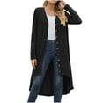 thumbnail image 4 of Usmixi 2023 Winter Womens Trench Coat Sweater Cardigan for Women Casual Solid Open Front Button Loose Knit Sweater Coat Fall Lightweight Loose Long Sleeve Pocket Long Outwear Up to 65% off, 4 of 5