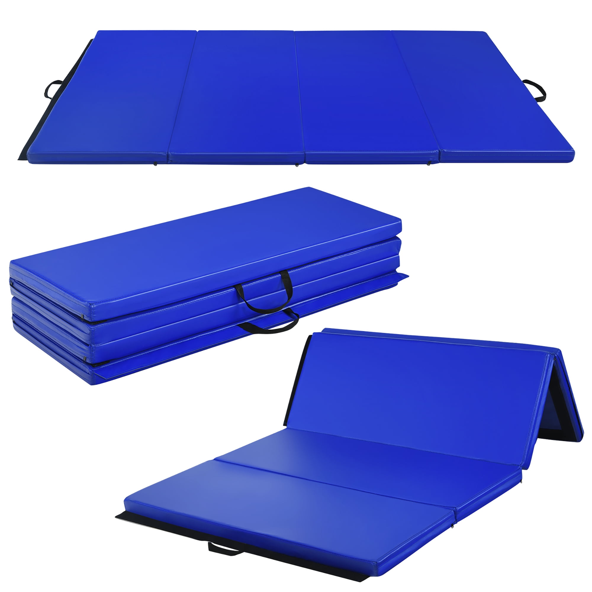 Goplus 4'x6'x2'' Gymnastics Mat PU Thick Folding Panel Gym Fitness Navy