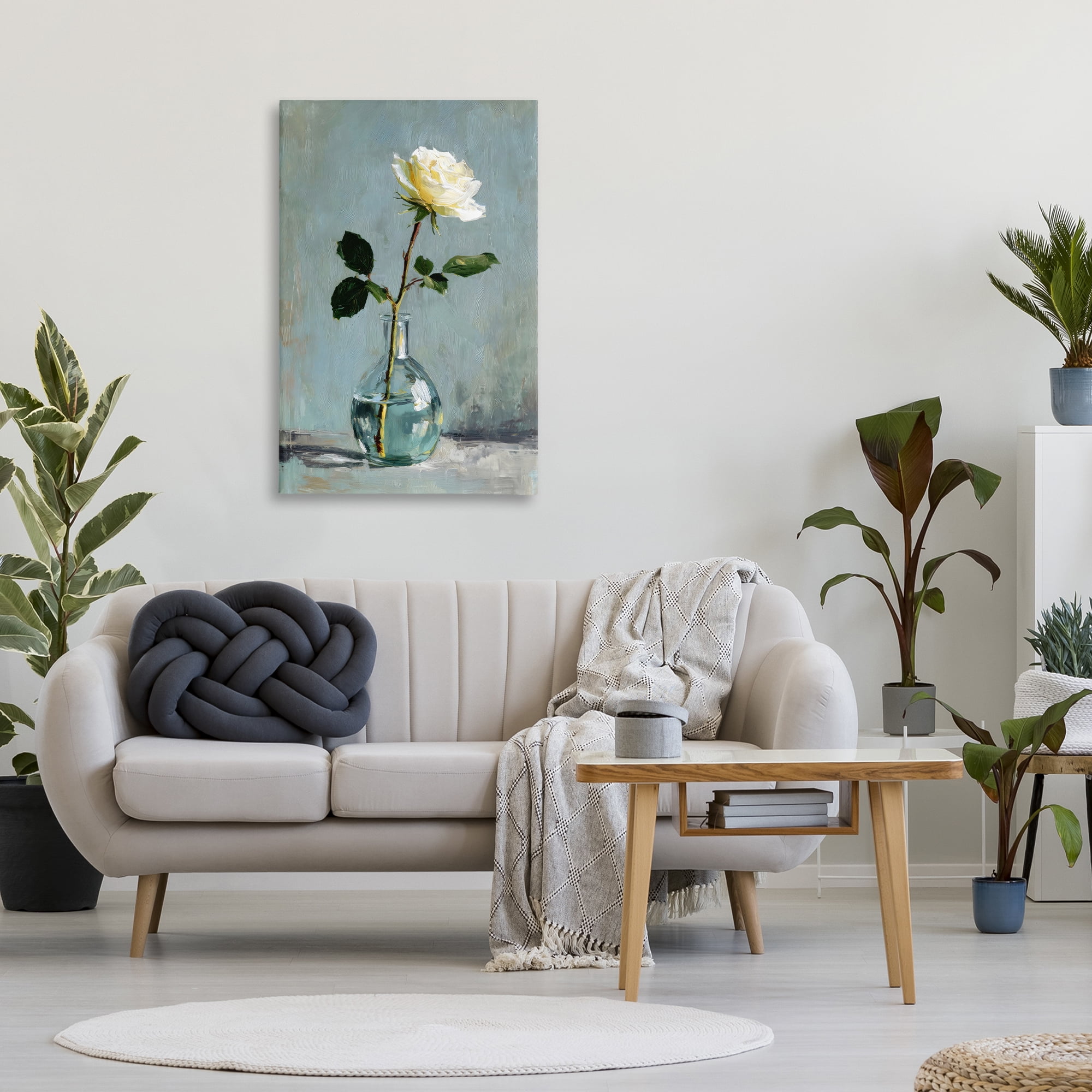 Stupell Industries Sweet White Rose in Vase Canvas Wall Art, design by Petal Prints Design