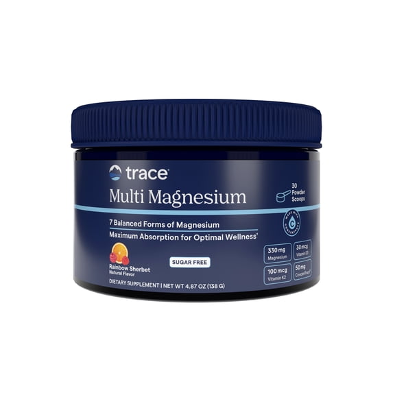 Trace Minerals Multi Magnesium Powder for Stress, Energy and Heart Health, Rainbow Sherbet, 30 Servings
