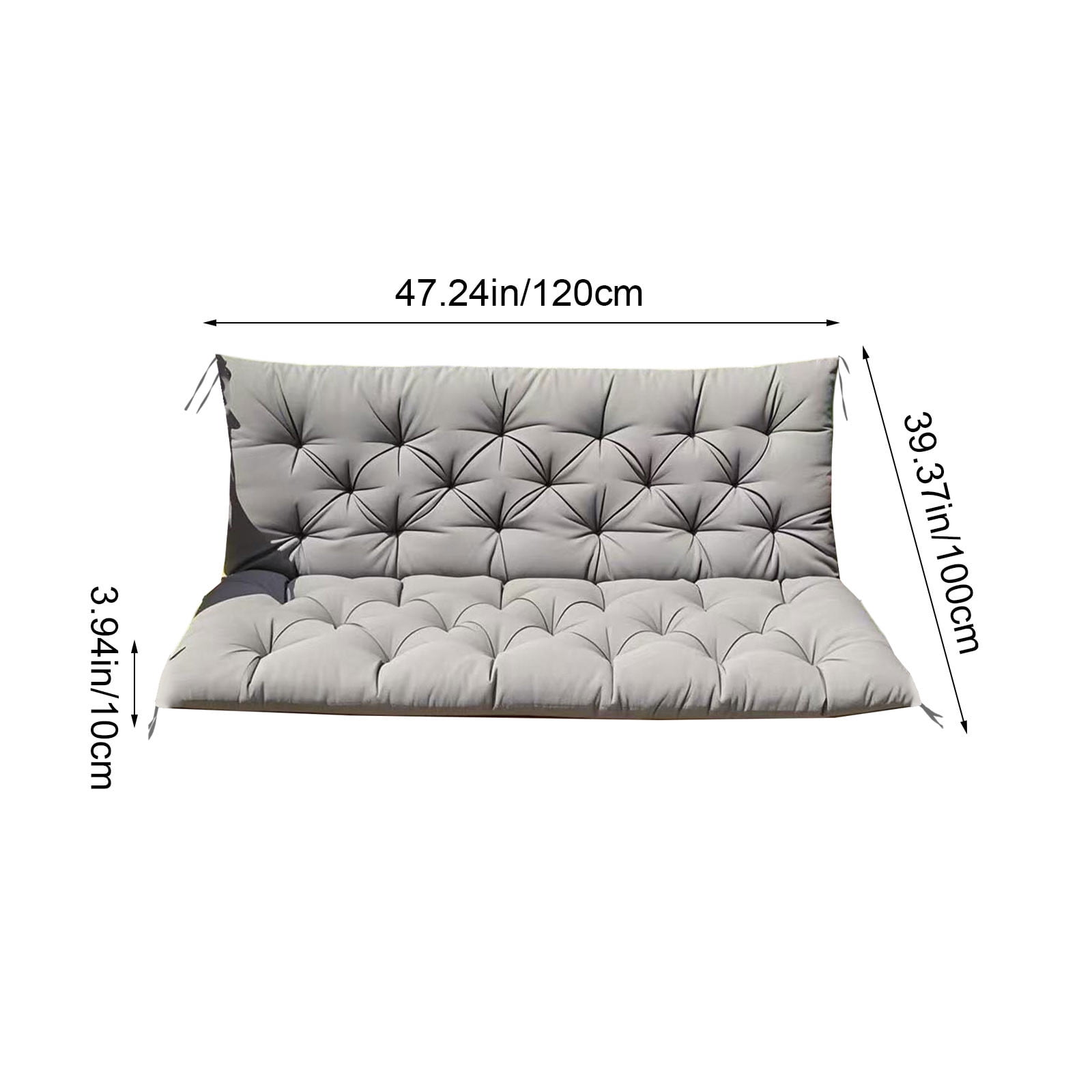 YOTQUSKI Outdoor Swing Cushions, Porch Swing Cushions 3 Seater Replacement with Backrest, Outdoor Thickened Bench Cushion with Ties for Porch,Patio,Backyard,Garden and Lawn