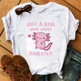 thumbnail image 3 of Camiseta divertida Axolotl para mujer, camiseta de manga corta Kawaii Relaxolotl, ropa para mujer, Tops informales Y2k con estampado de dibujos animados, 3 of 5