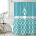 thumbnail image 6 of Polyester Fabric Blue Morocco Shower Curtain, Modern Geometric Nautical Anchor Stripe Waterproof Bathtub Curtain Bathroom Decor Set with Hooks 72 x 84 Inches, 6 of 6