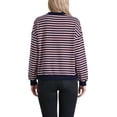 thumbnail image 3 of Long Sleeves Pullover Tops for Women Striped Crew Neck Sweatshirt  L Pink, 3 of 6