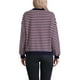thumbnail image 3 of Sudaderas de cuello redondo a rayas de manga larga para mujeres L Rosa, 3 of 6