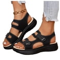thumbnail image 5 of Abtuhar Women's Wedges Shoes Solid Color Open Toe Hook And Loop Beach, 5 of 5
