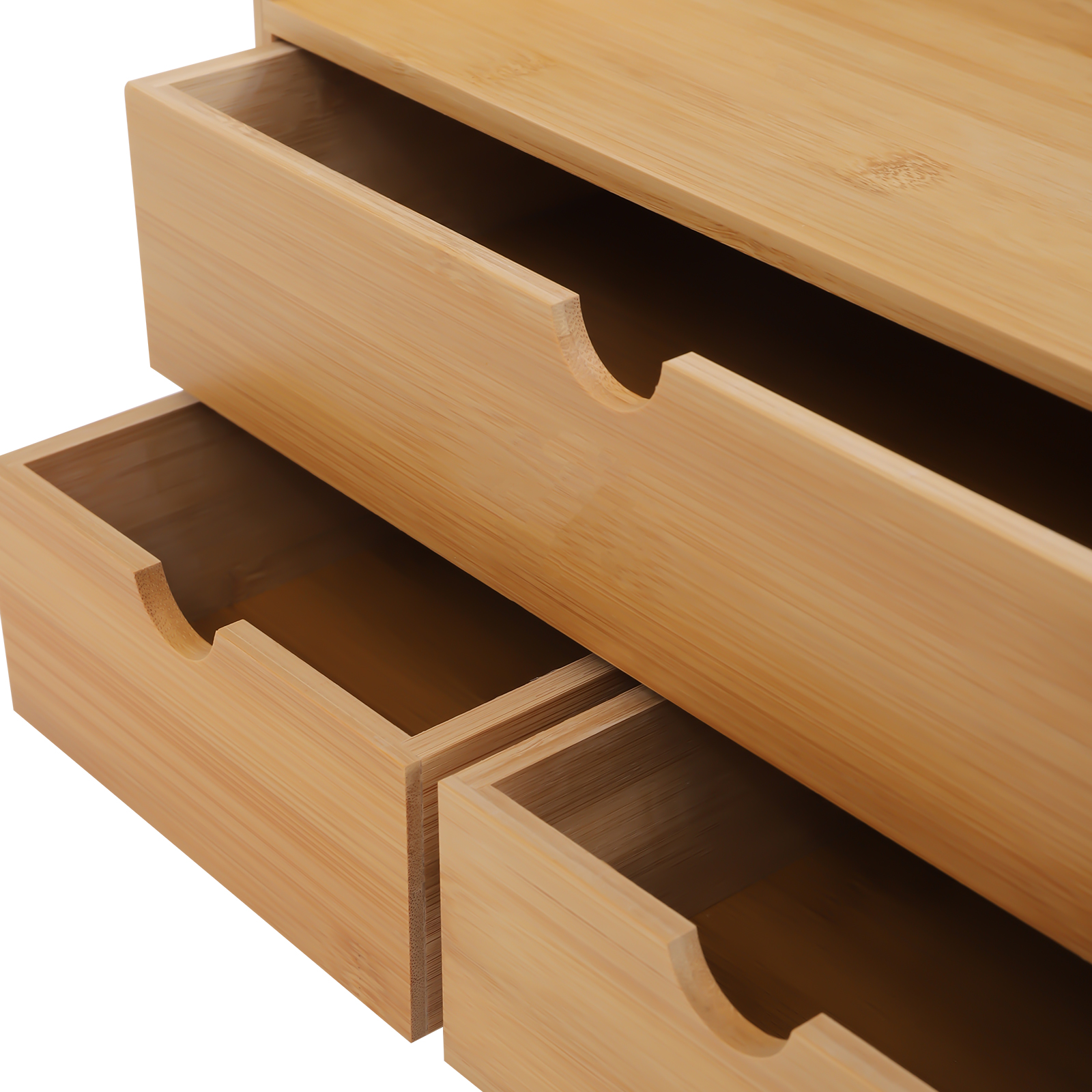 Dwellnix Tabletop Cosmetic Storage Simple Design Bamboo Desk Organizer 3 Drawers