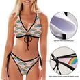 thumbnail image 3 of Dreamtimes Sparkling Rainbow Colors Bikinis Swimsuit Set for Women Swimwear Triangle Bathing Suit Tie String Thong, Small, 3 of 7