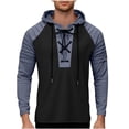 thumbnail image 1 of Pantalones Cortos de Cordón para Hombre Verano Primavera Color Bloqueado Moda Deportes Casuales Sudadera para Hombre Sudadera con Capucha Cuello Abierto Ajuste Suelto, 1 of 7