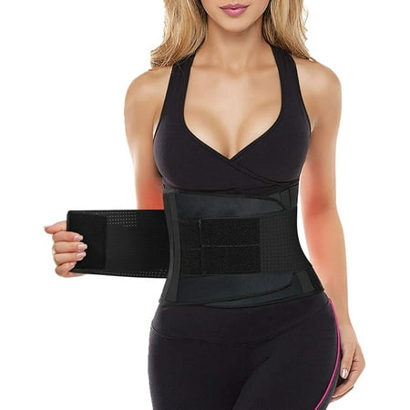 

YIANNA Women Waist Trainer Belt - Slimming Sauna Waist Trimmer Belly Band Sweat Sports Girdle Belt Black-S
